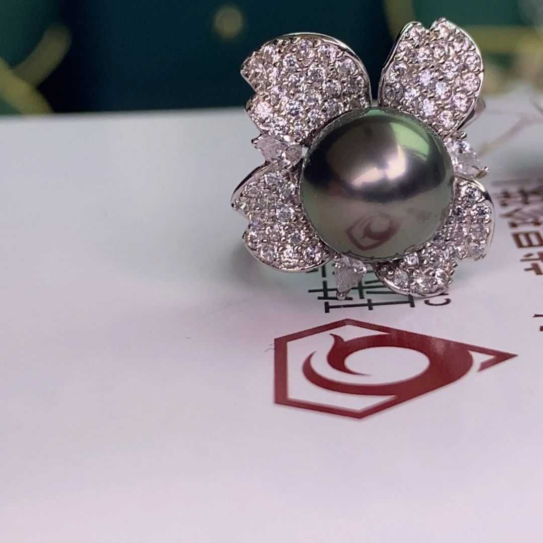 银S925镶嵌戒指海水珍珠