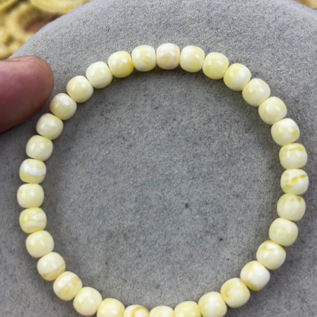 蜜蜡未镶嵌手串纯天然俄料瓷白极限弧高桩腕口16+