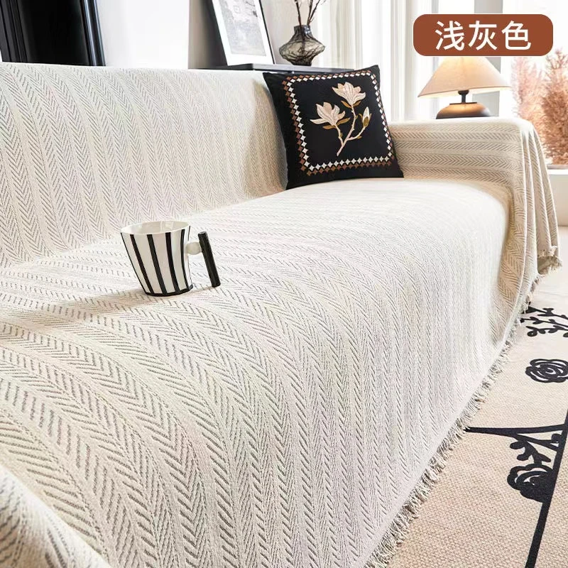 【鱼骨纹】全盖雪尼尔防滑耐磨四季通用沙发盖巾防尘简四季款