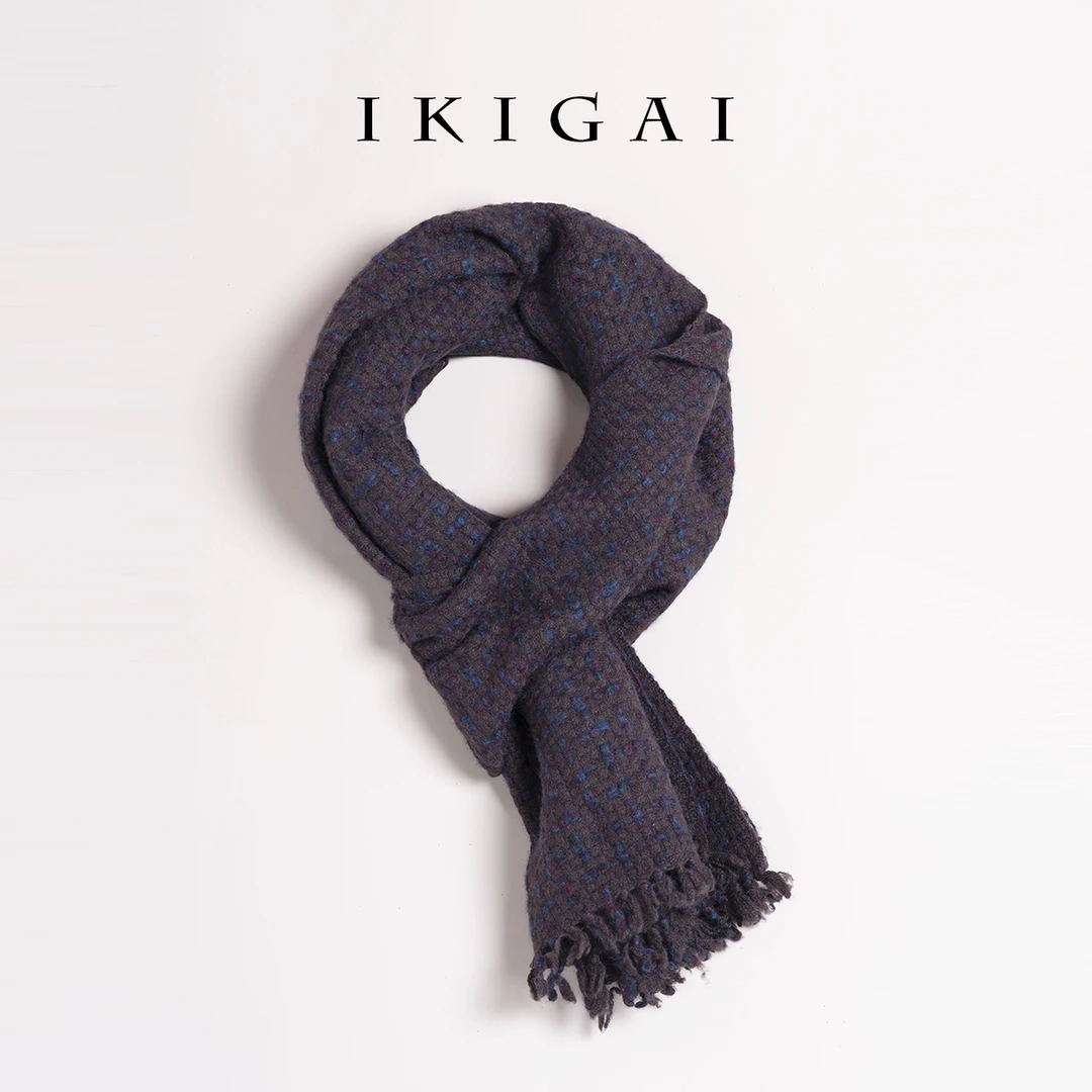 ikigai  小香风粗纺编织山羊绒围巾