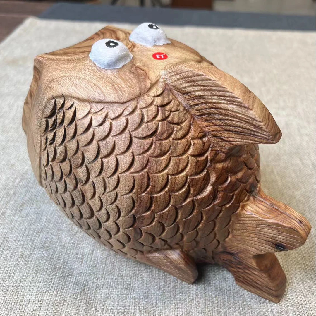 BJ146（邱峰专属）香樟木雕鱼装饰摆件