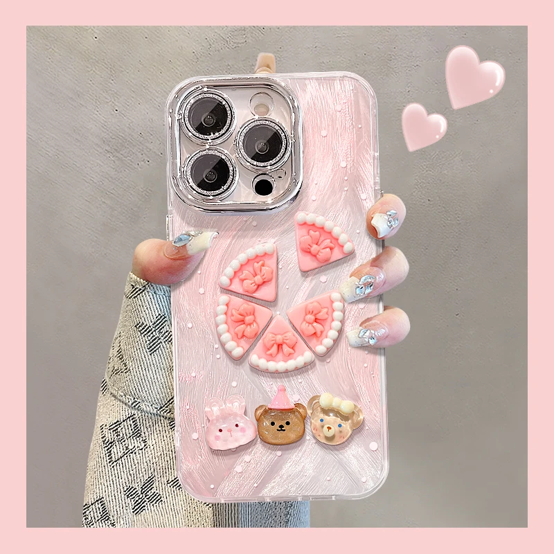 蛋糕公仔适用苹果15vivo华为oppo小米iPhone16精孔羽纱支架手机壳