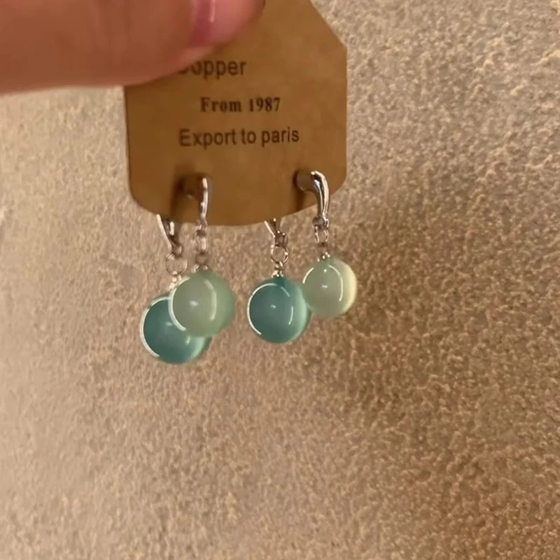 清凉一夏~设计感清透海之泪交叉耳环2025年夏季新款耳坠耳饰配饰