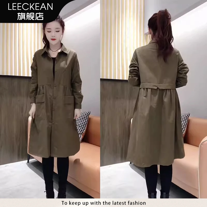 黎客大口袋时尚妈妈装2025秋季风衣外套女中长款宽松百搭休闲大衣
