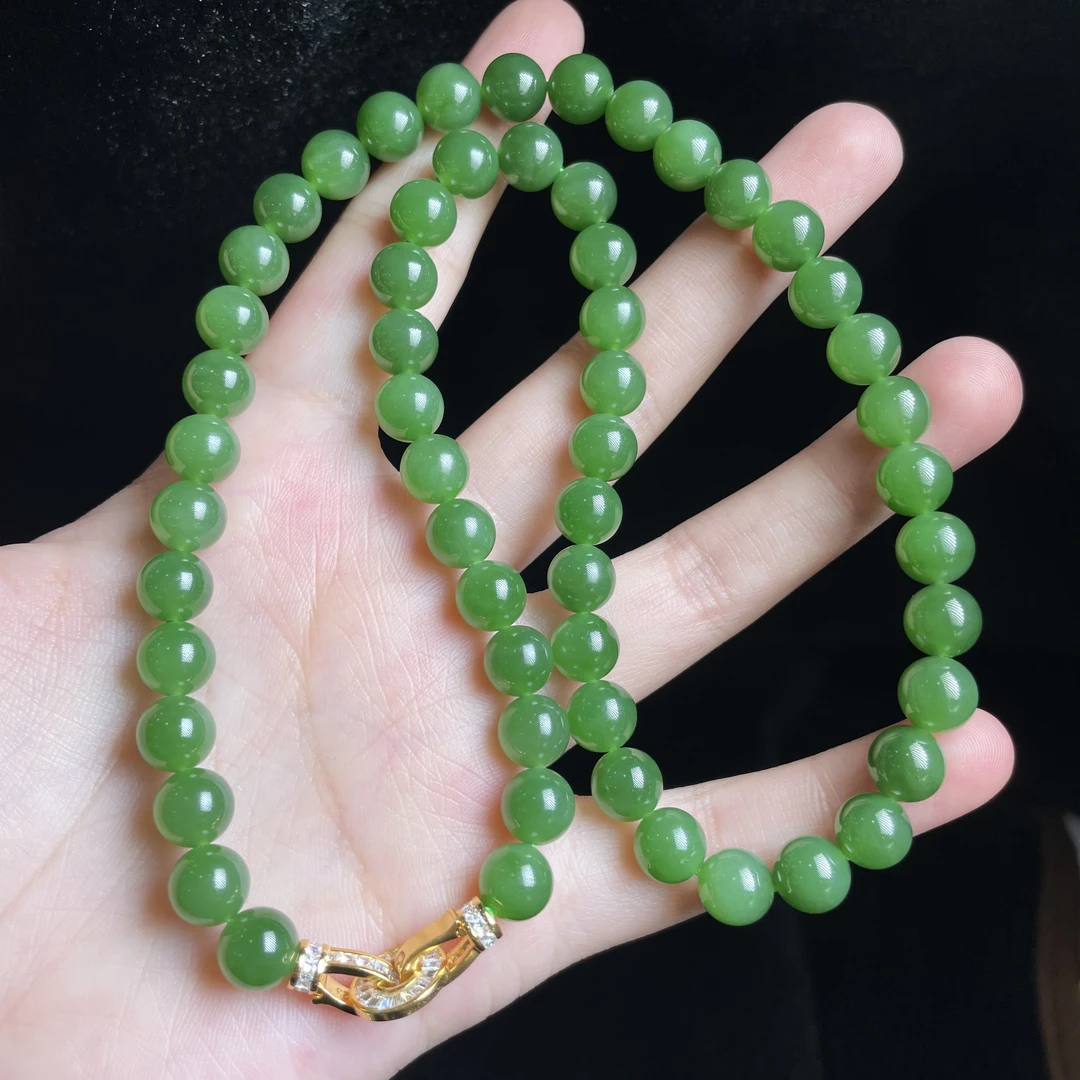 L【玉氏珠宝】925银和田玉项链-约8mm 多样性 发一CAN1420450