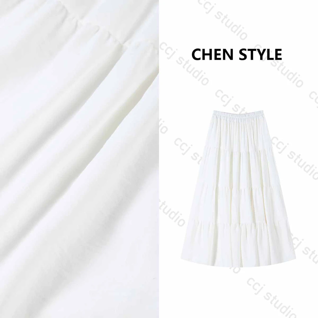 楚楚君~【大摆伞裙】Q61487松紧腰百搭半身裙