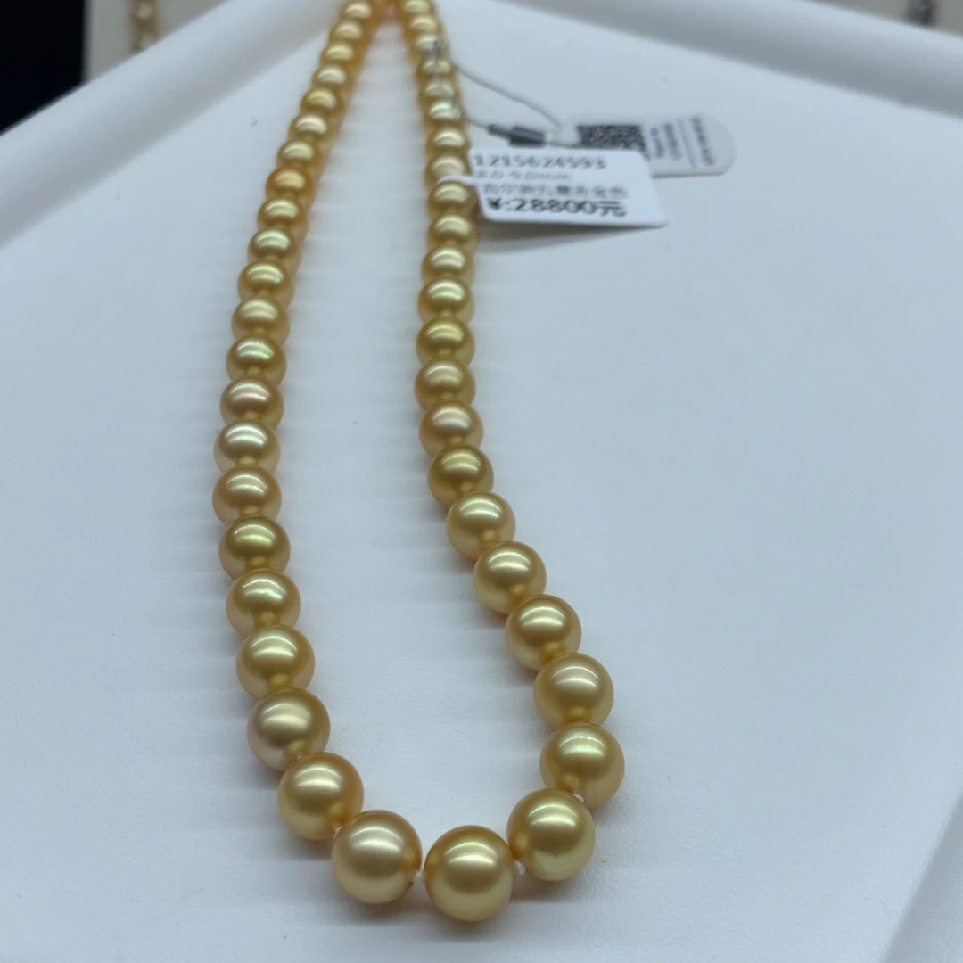 颈饰海水珍珠18K金镶嵌8-9mm金珠项链