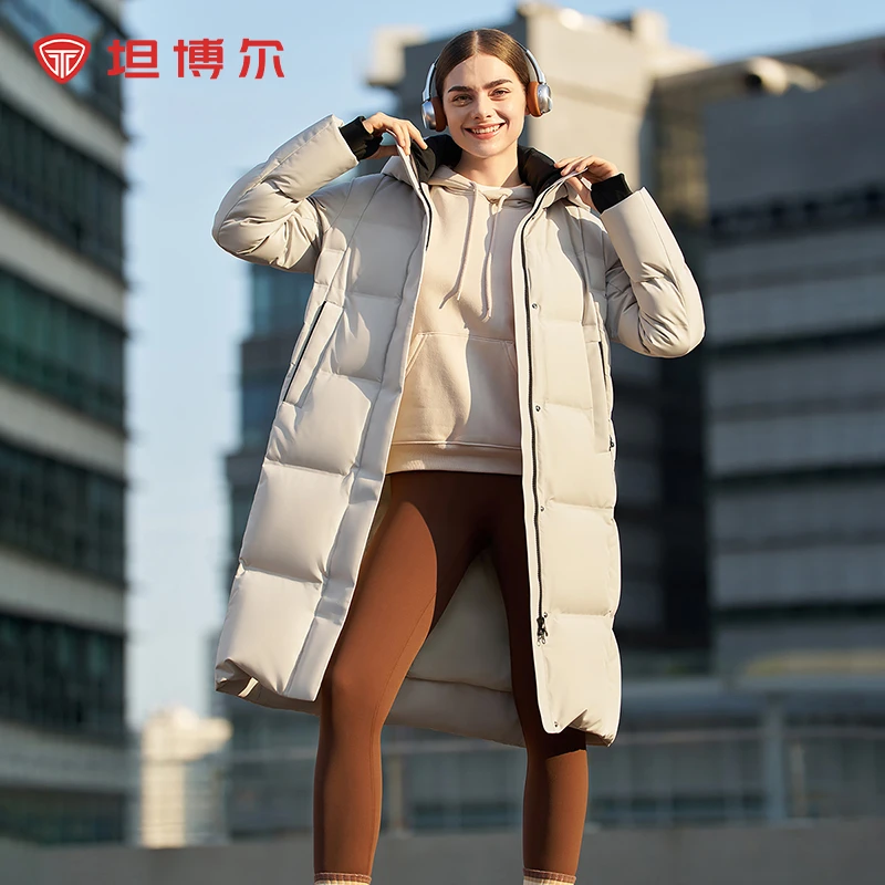 坦博尔羽绒服女2024年长款时尚休闲连帽厚保暖冬季外套TBF530832Z