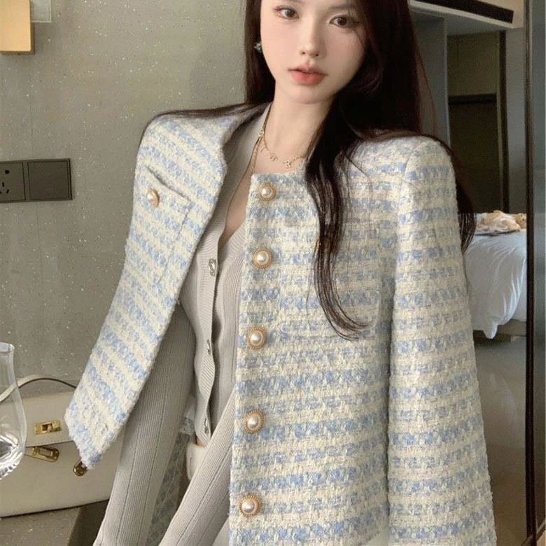 珍珠扣小香风外套女2025春秋新款法式设计感小众宽松短款气质上