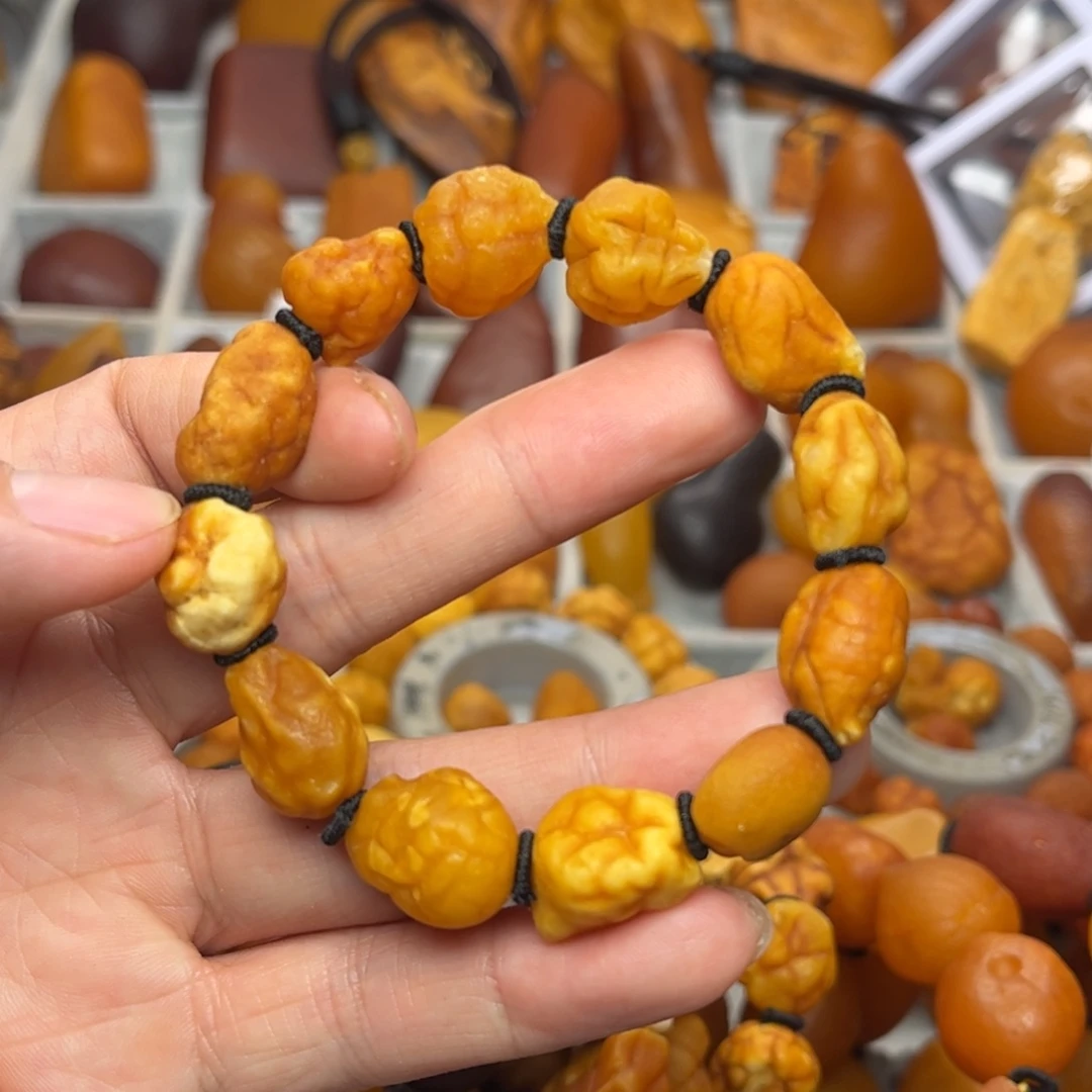 琥珀裸石未镶嵌天然蜜蜡手串
