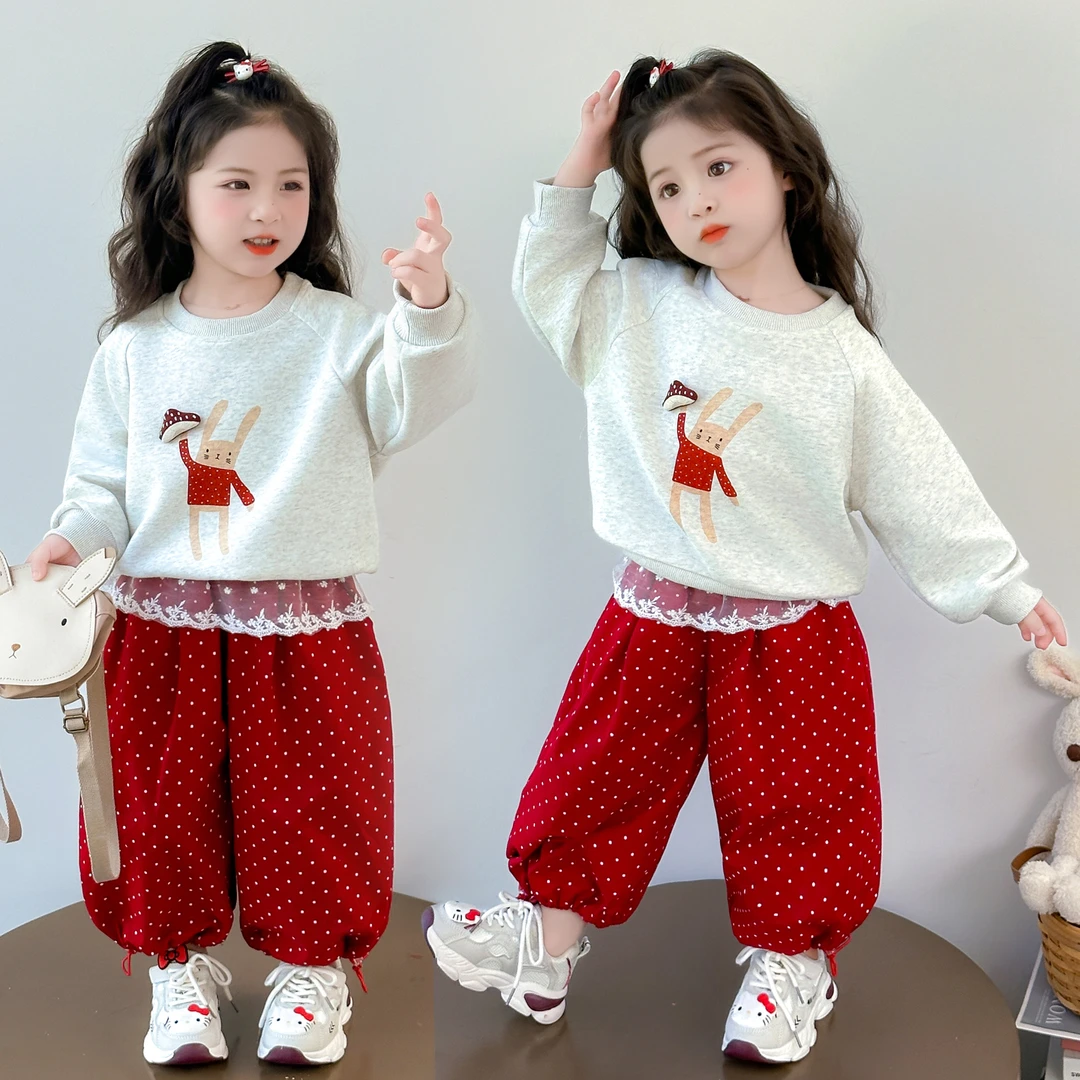女童春装套装2025新款洋气休闲卫衣儿童春秋季运动时髦宝宝两件套