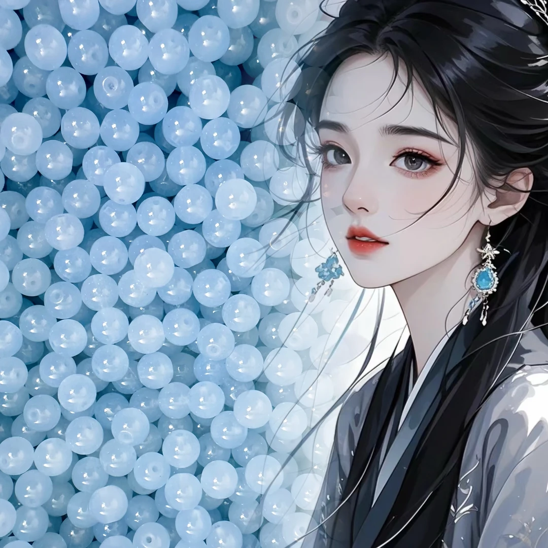 （浮力蓝）DIY琉璃珠珠半成品饰品DIY精选琉璃珠混款爆花玉碎透珠