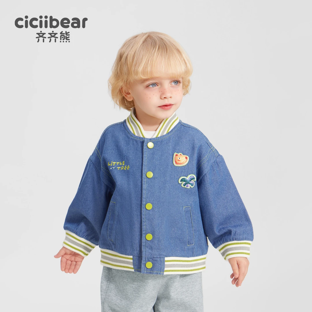 [软牛仔]牛仔棒球服外套男童春季儿童拼接上衣Q102807