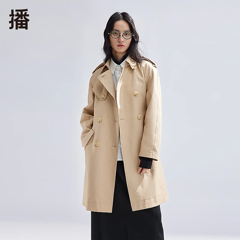 【达人专属】播休闲宽松双排扣中长款风衣BDR1FD0101