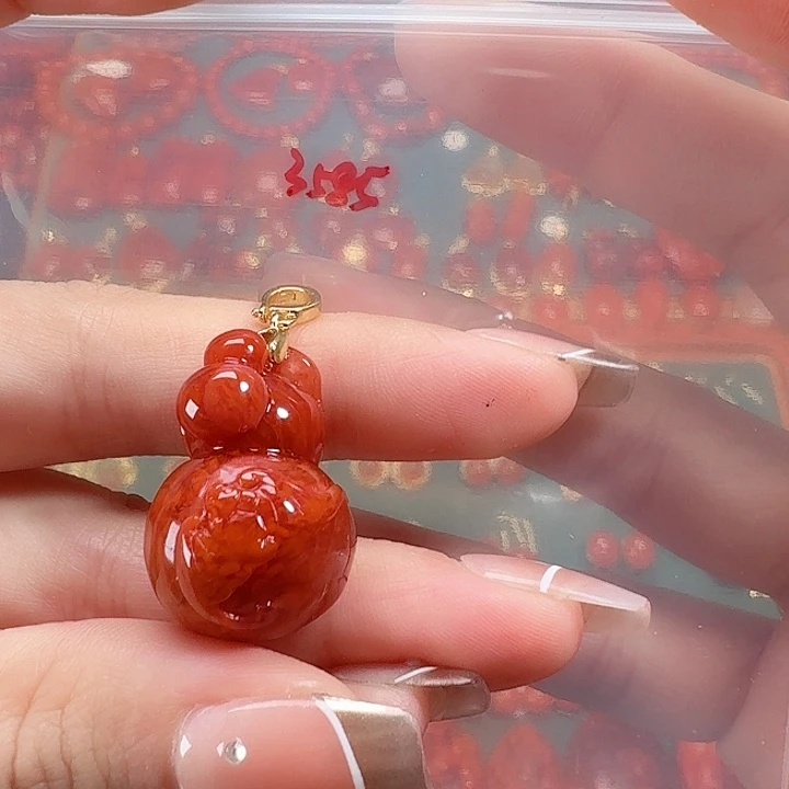 南红玛瑙银S925镶嵌吊坠