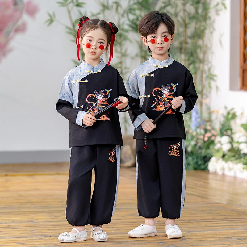 男童汉服春装2025新款新中式儿童古风唐装哪吒女童日常可穿古装
