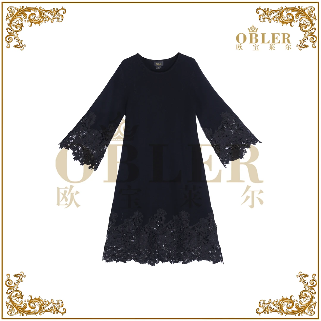 【欧宝莱尔】轻奢时尚蕾丝花边连衣裙305-A-25775