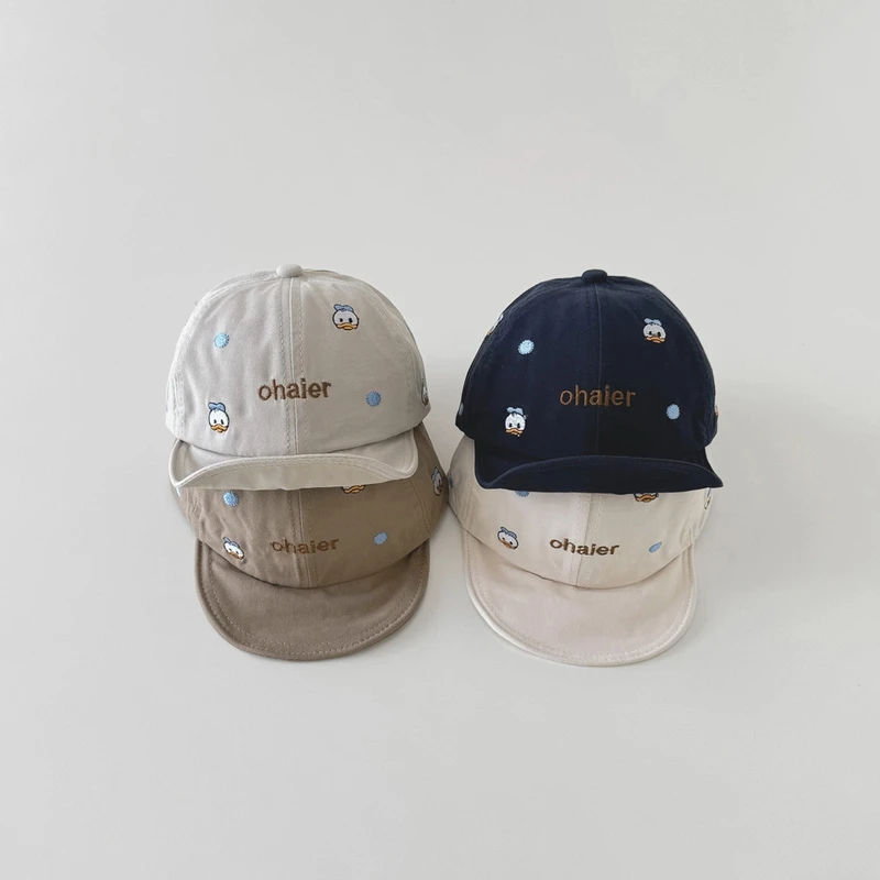 新款婴儿帽子2025春秋新款可爱刺绣字母软檐宝宝鸭舌帽男童休闲夏