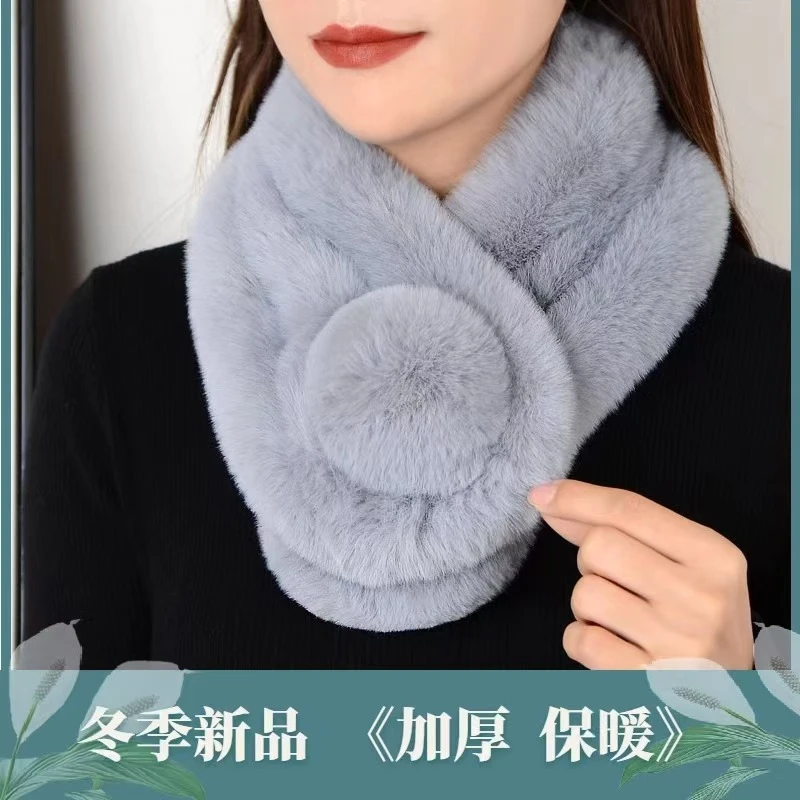 【新疆包邮】新款仿獭兔毛围巾三管毛绒围脖男女保暖脖套冬季围巾