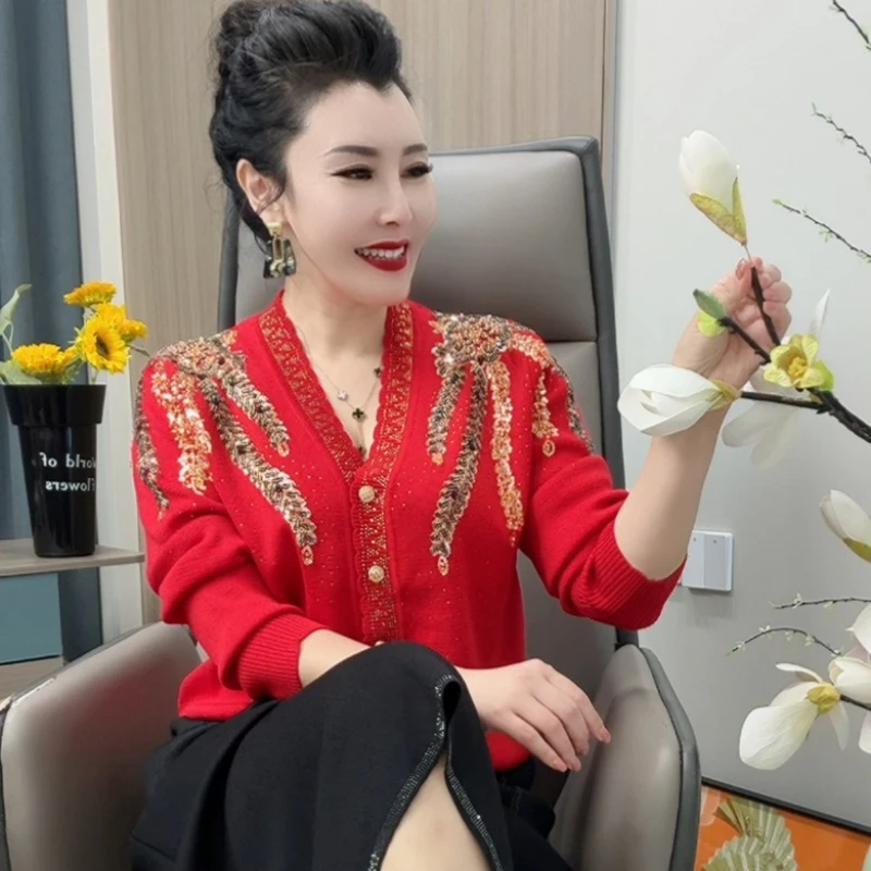 7501毛衣时尚长袖女开衫款宽松型秋季针织网红毛针织衫百搭气质