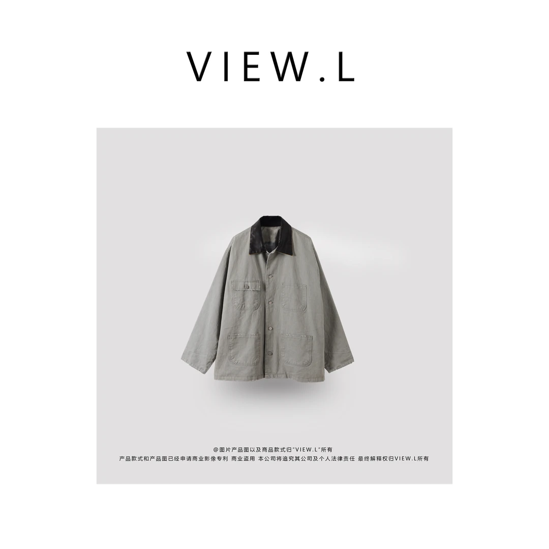 view.l25 复古水洗巴恩风翻领设计师款外套W979