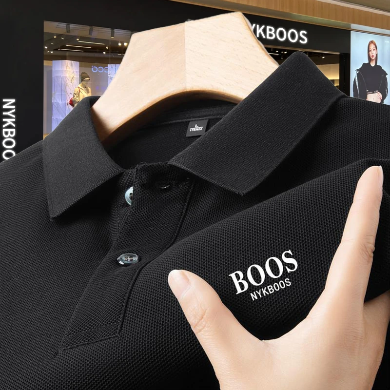 【少量现货】欧式轻奢正品翻领中老年男士短袖优质丝光棉polo衫