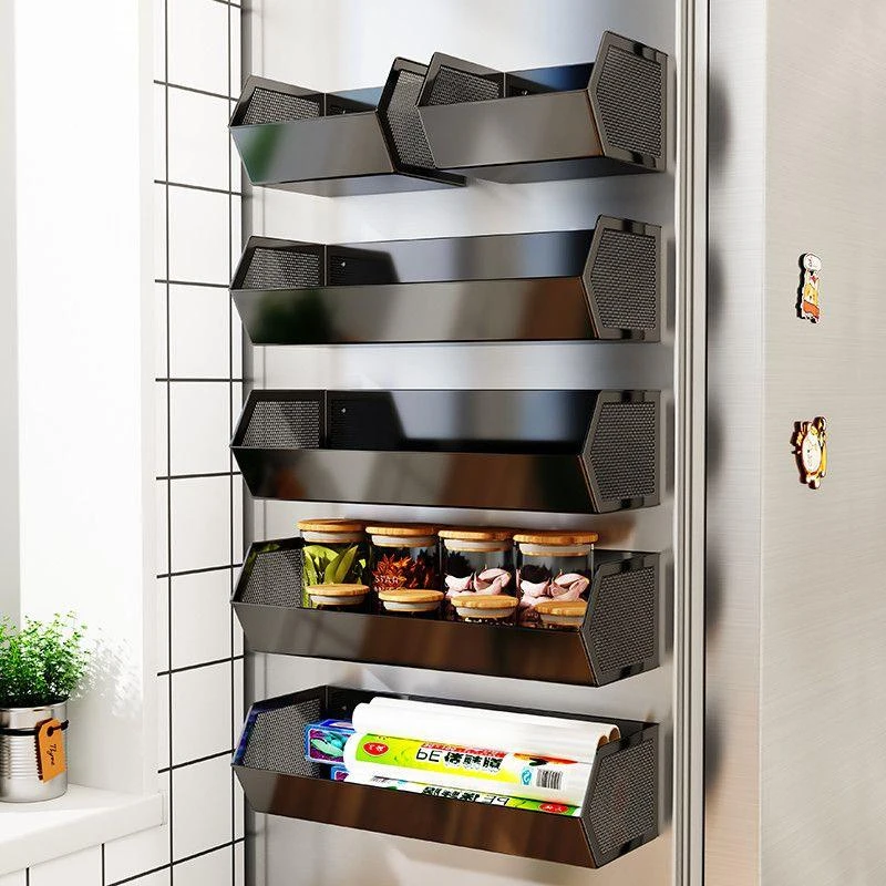 厨房冰箱磁吸置物架免打孔收纳盒保鲜膜葱姜蒜挂篮筐侧收纳侧面外