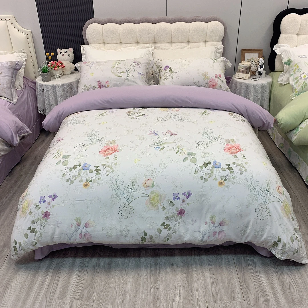 雪京  现货 夏季轻奢莱赛尔天丝床上四件套 数码印花凉感四件套