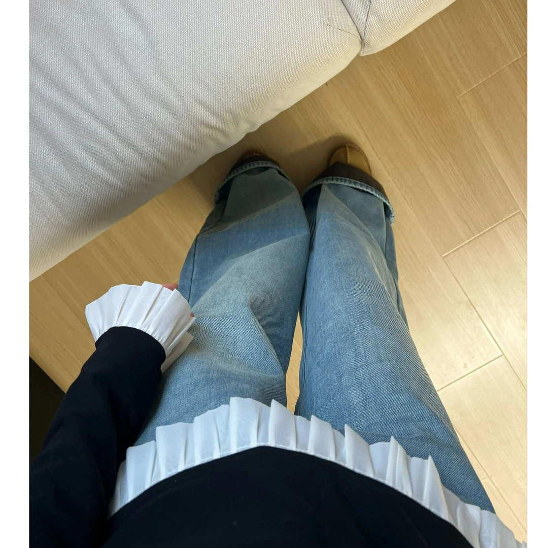 “长腿牛仔”加厚绒显瘦直筒水洗牛仔裤