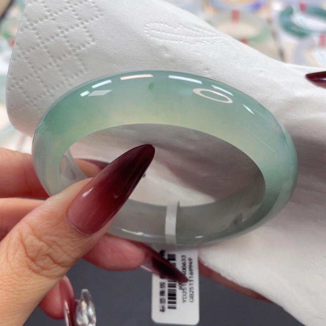 未镶嵌手镯翡翠30号51.8冰胶起光湖水绿飘花福利必拍