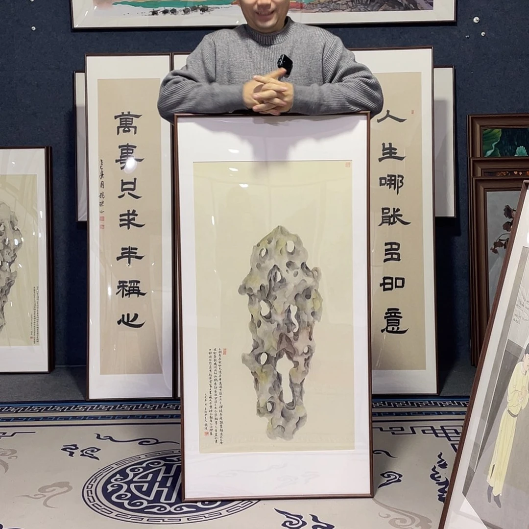 国画手绘画作品带框60/120