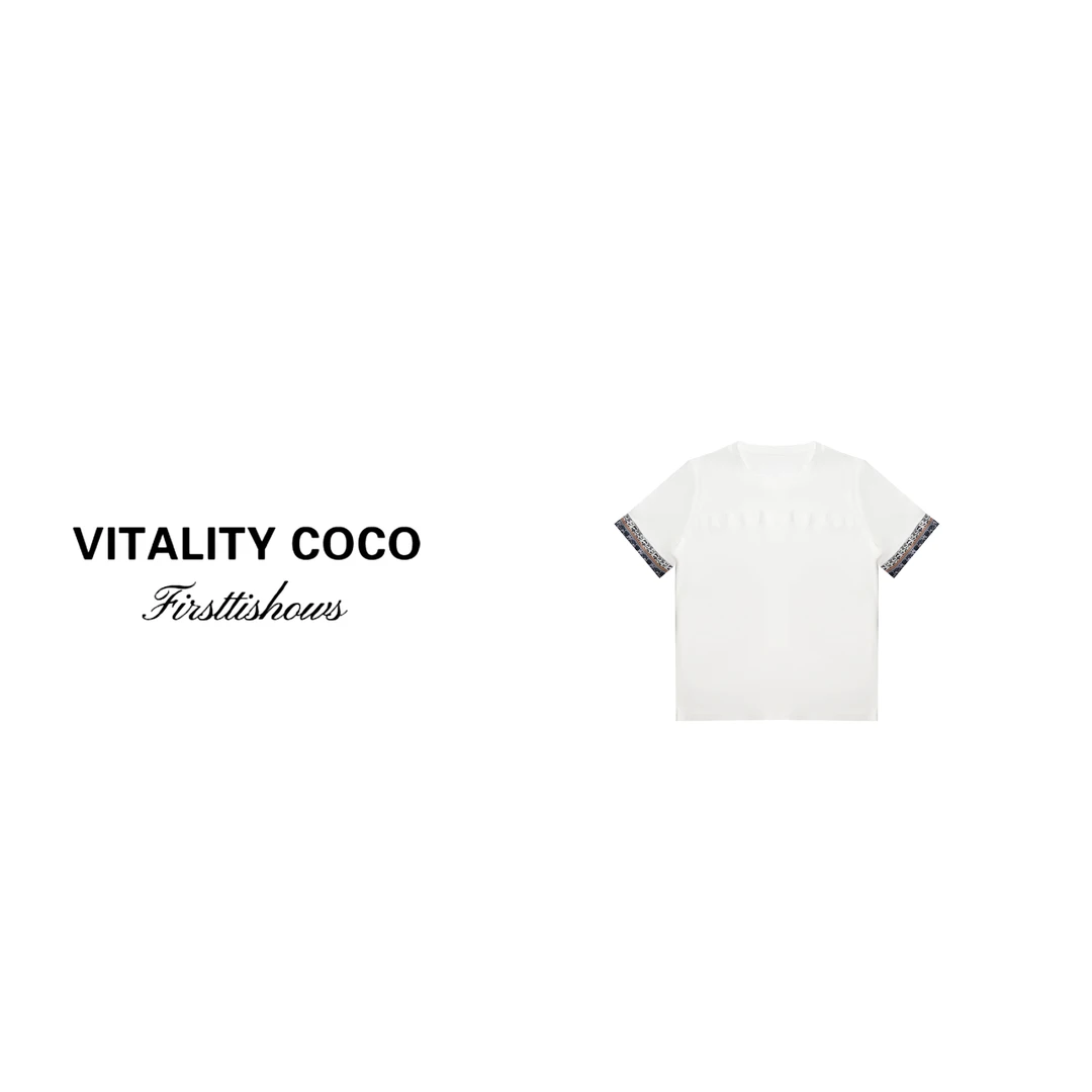 首秀洋气衣服女短袖女款爆款2025新款设计师丝巾项链款短T-2241