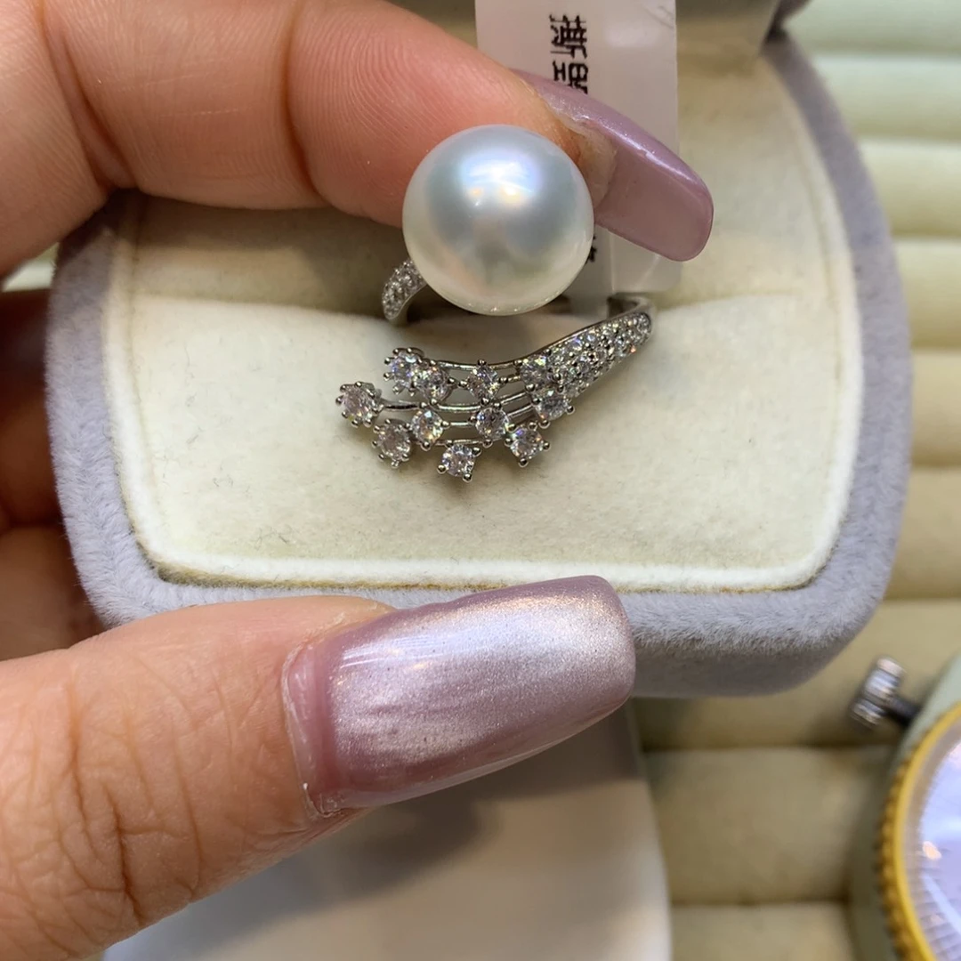 银S925镶嵌戒指海水珍珠