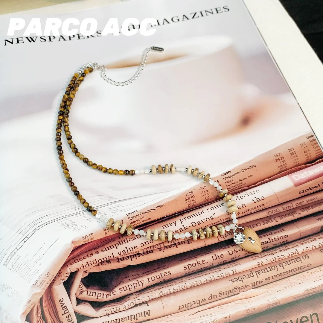 铜合金项链 G503 日系 虎色锁扣爱心项链