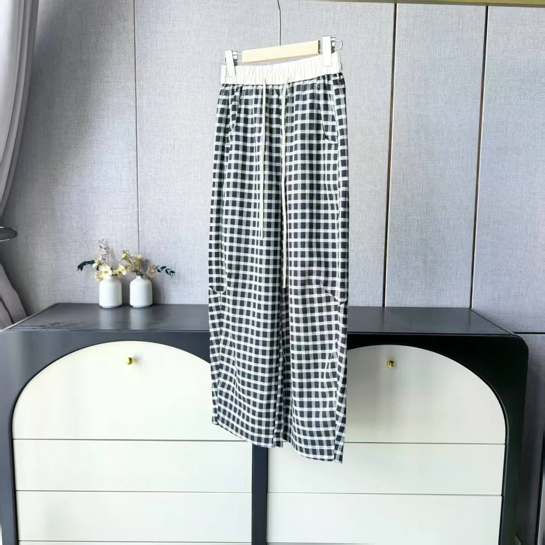 木子家I    00298【格子气球裤】清透轻薄莱赛尔+醋纤休闲裤