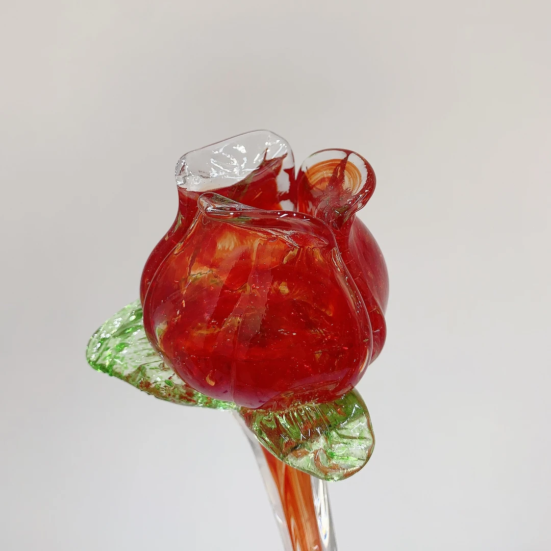 出口国外装饰仿真花永生花工艺品琉璃花创意玻璃花新玫瑰花苞