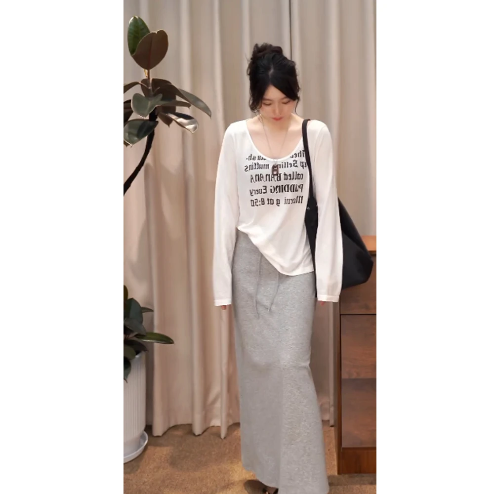 LEILEISTUDIO休闲慵懒百搭舒适长袖T 82502#