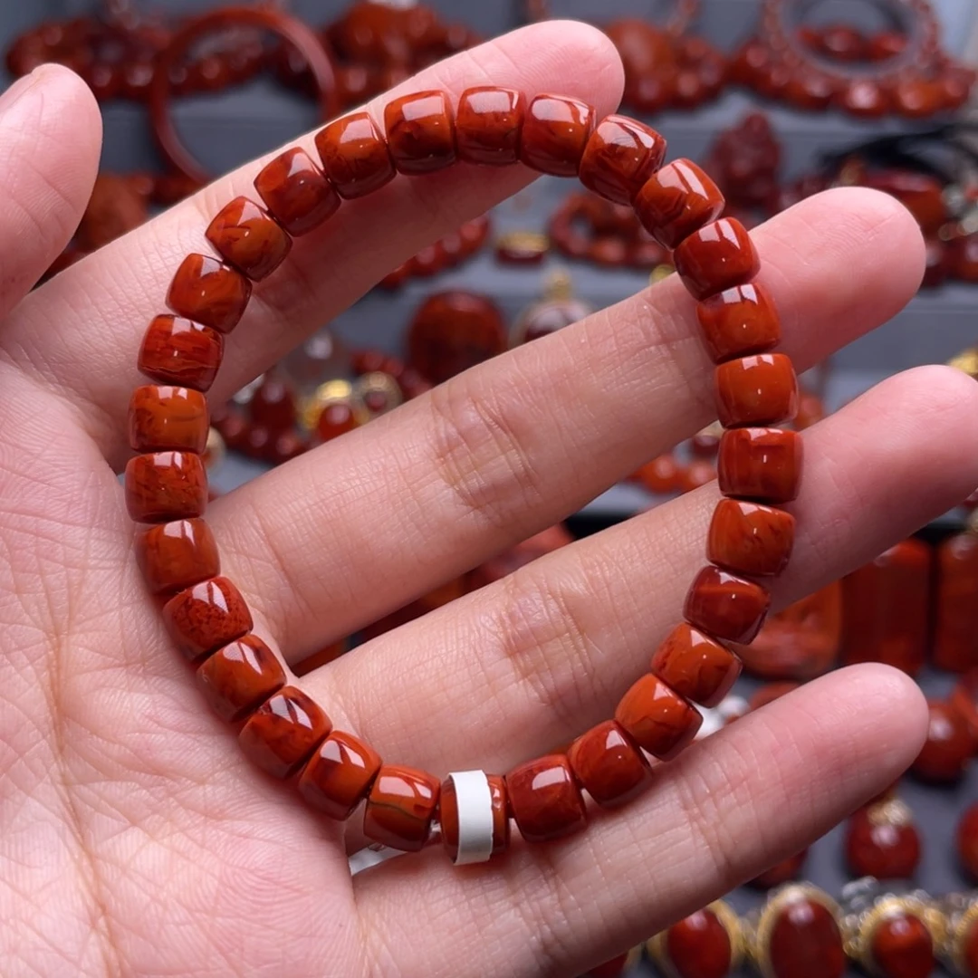 南红玛瑙未镶嵌珠宝奇石单圈7.5mm