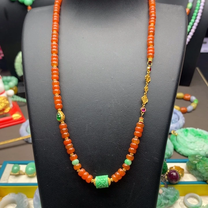 翡翠未镶嵌项链红翡项链