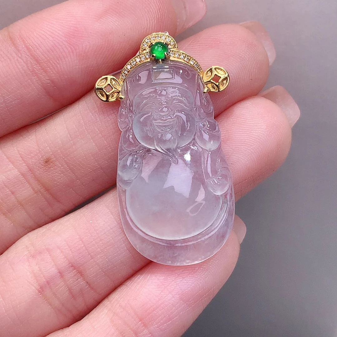 颈饰18K金镶嵌翡翠高冰财爷