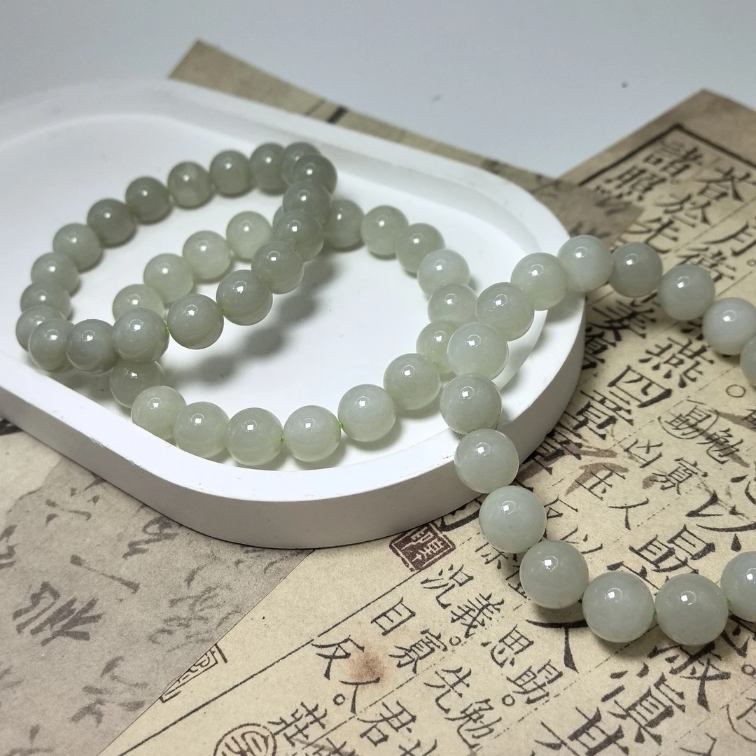 春日珠宝 天然和田玉百搭卡十圆珠手串 多样性发货拍一发一 H283