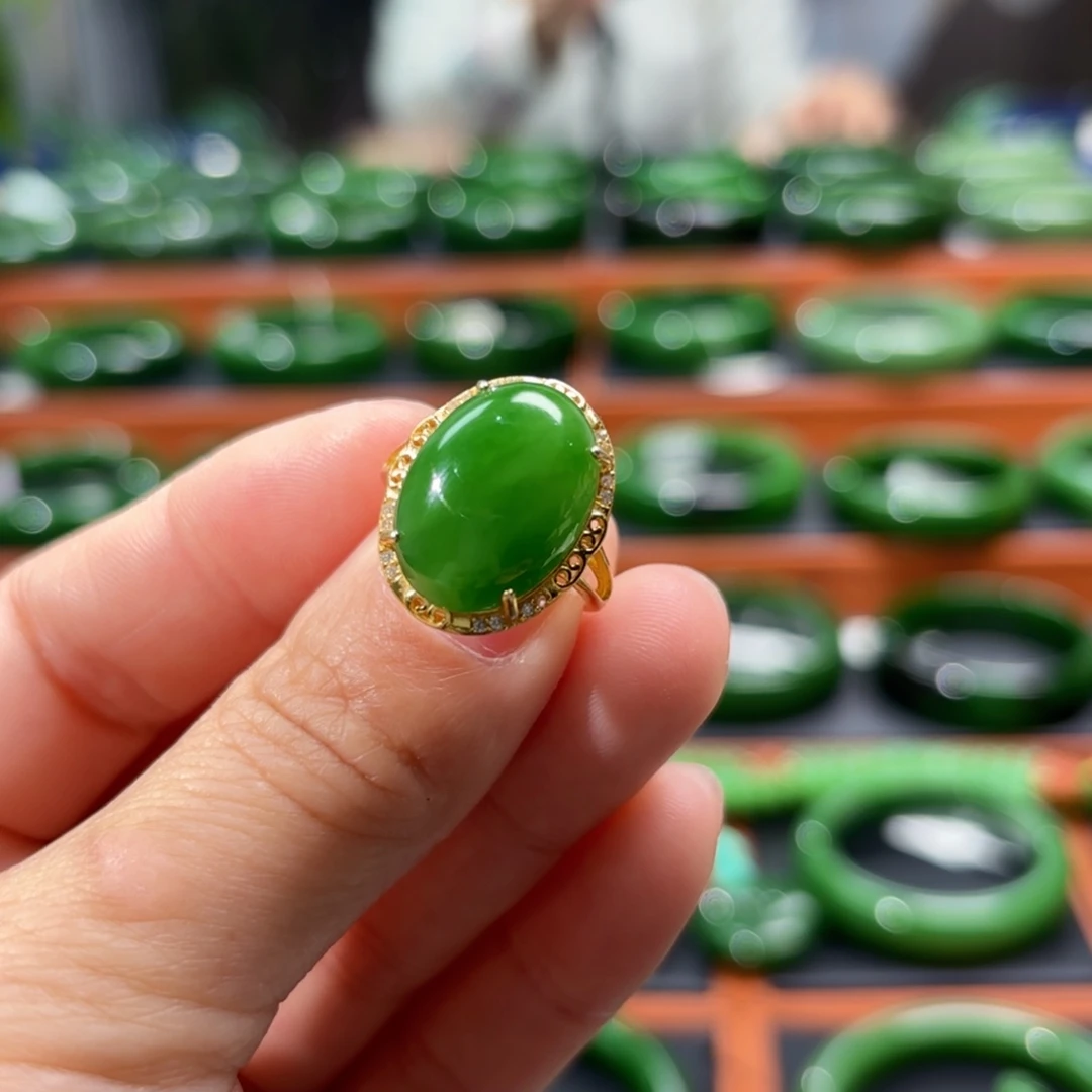 和田玉银S925镶嵌戒指