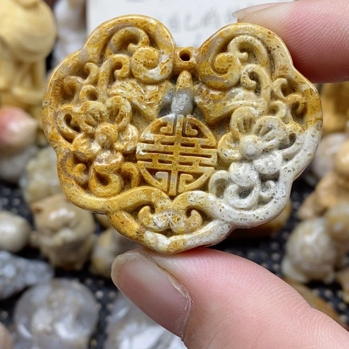 颈饰未镶嵌硅化珊瑚（珊瑚玉）有瑕