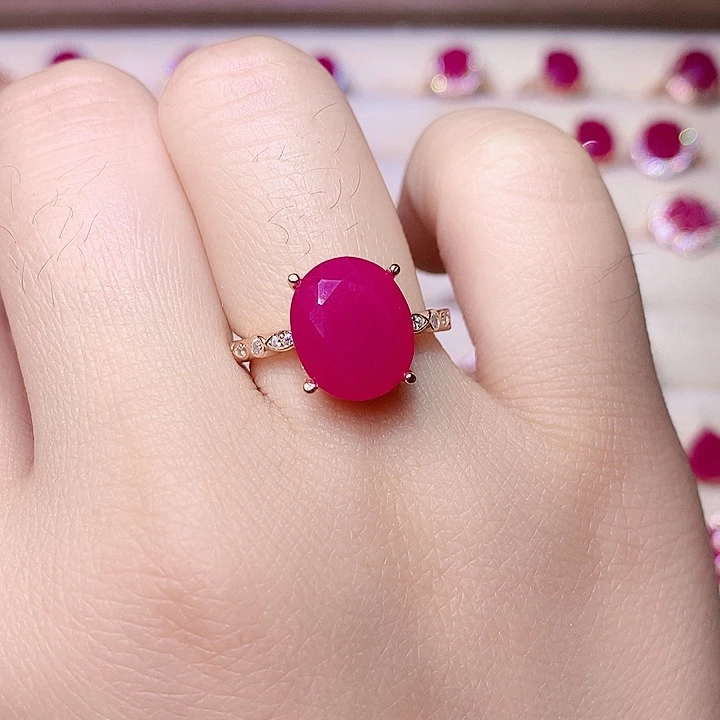 红宝石戒指银S925镶嵌