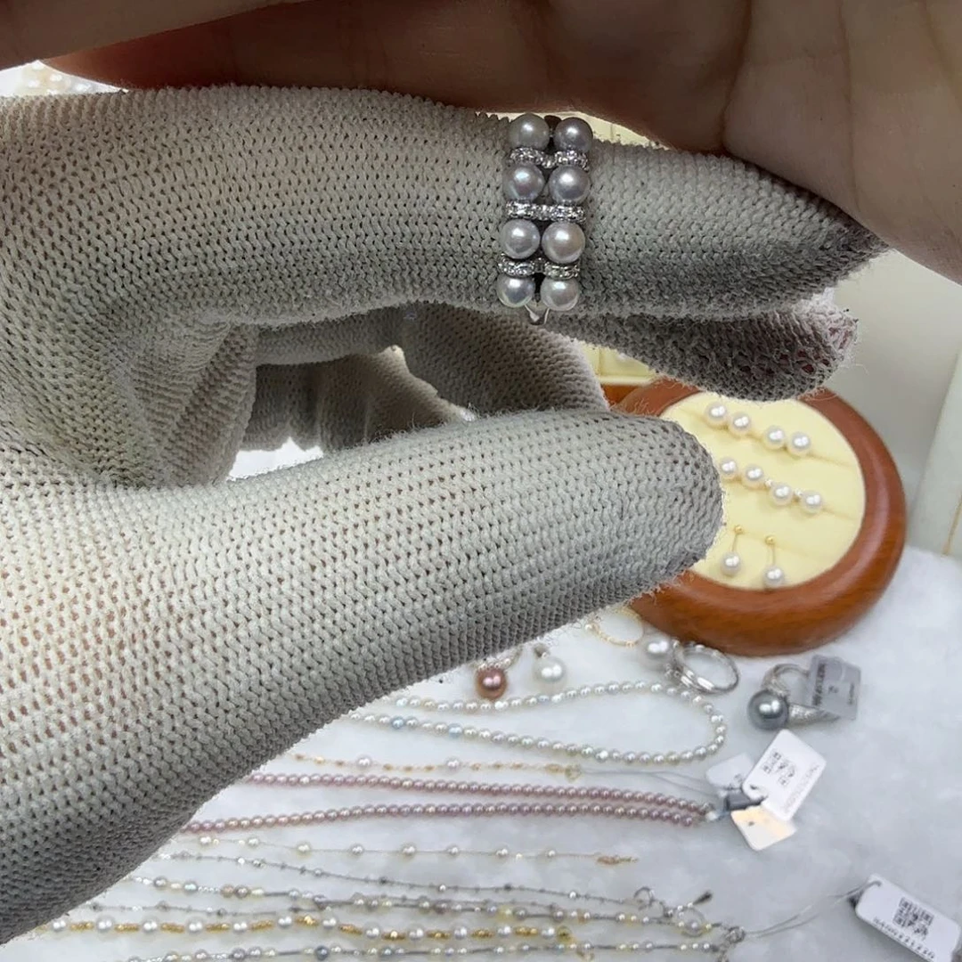 海水珍珠银S925镶嵌戒圈