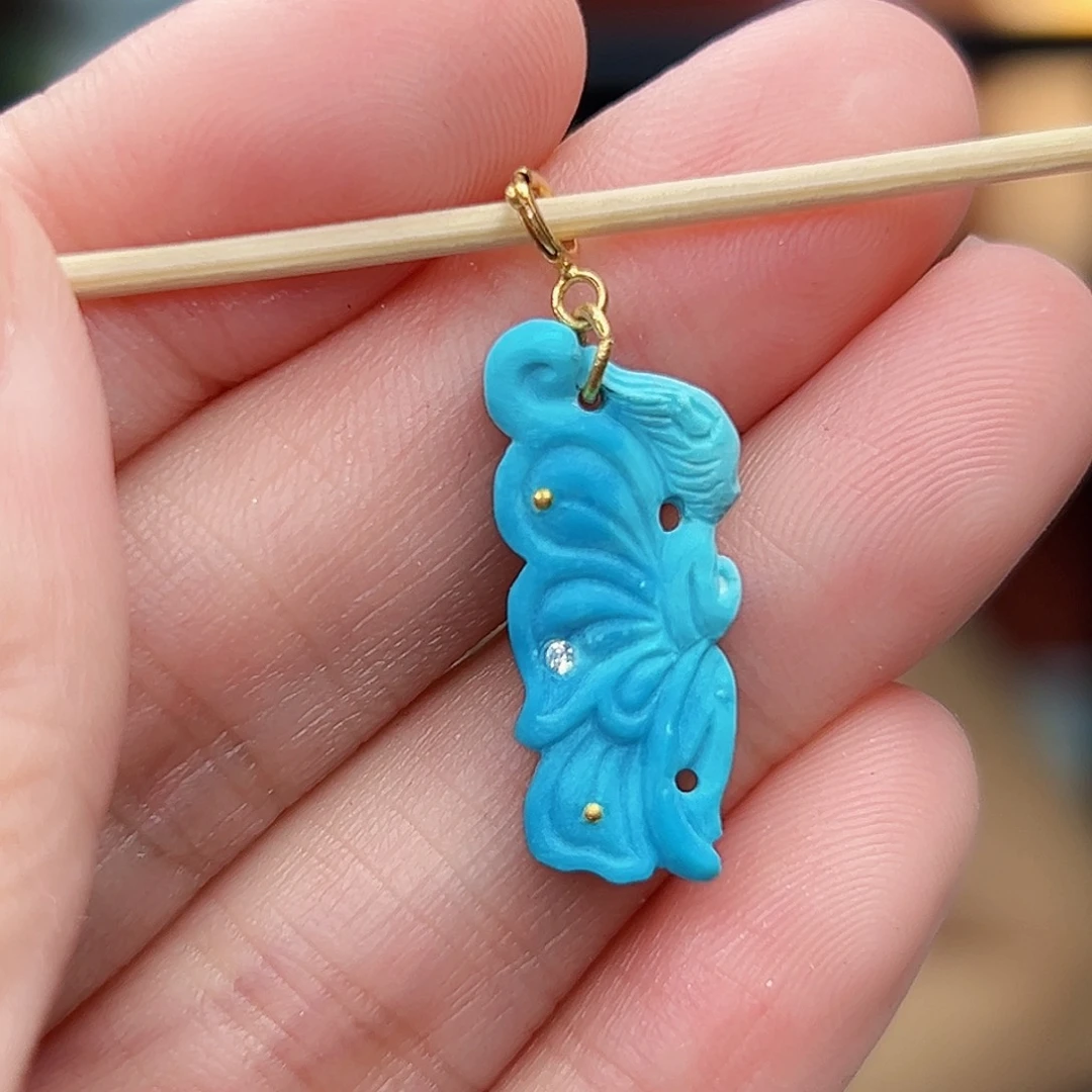 18K金镶嵌绿松石珠宝奇石