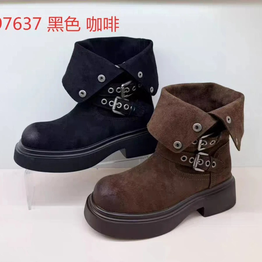 香香莉女靴子97637厚底低跟两穿磨砂单靴2025秋冬新款学院风