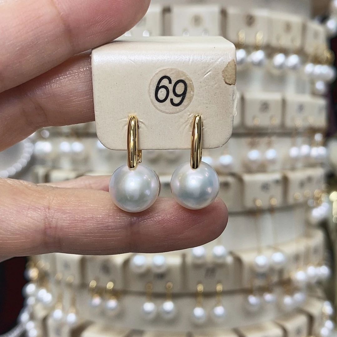 淡水珍珠耳饰银S925镶嵌