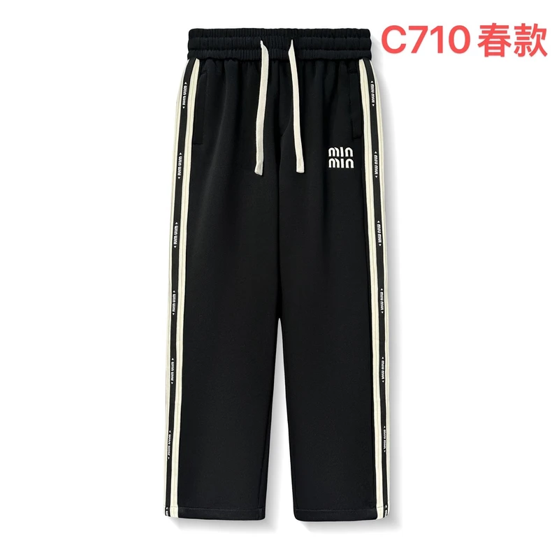 C710-春夏新款休闲百搭潮流刺绣男女同款阔腿裤