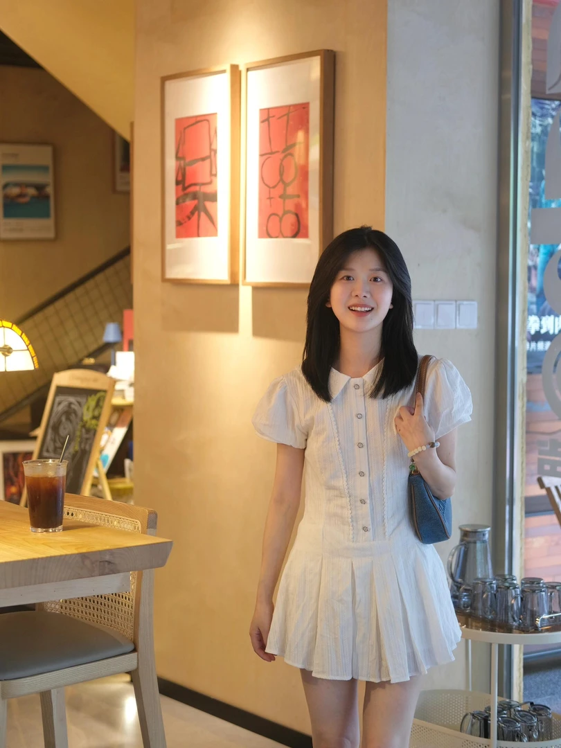 【全糖去冰】气质超可爱韩系甜妹白色短袖连衣裙舒适设计感小众